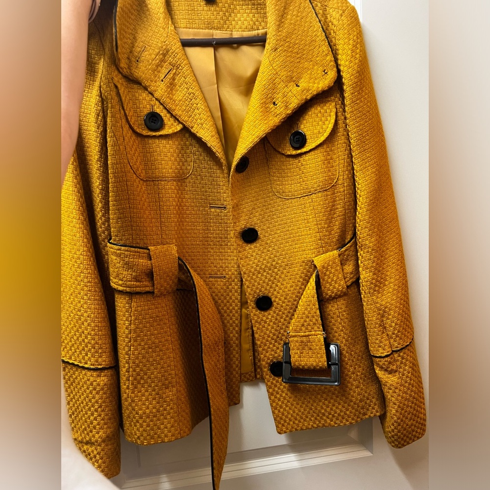 Vibrant Mustard Yellow Textured Jacket with Modern Twist